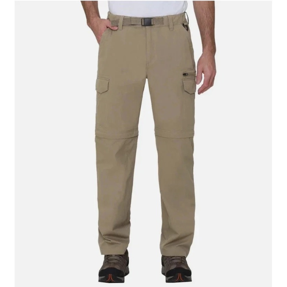 BC Clothing Men's Convertible Pants Hiking Cargo Belted, Tan, Size: XL x 30